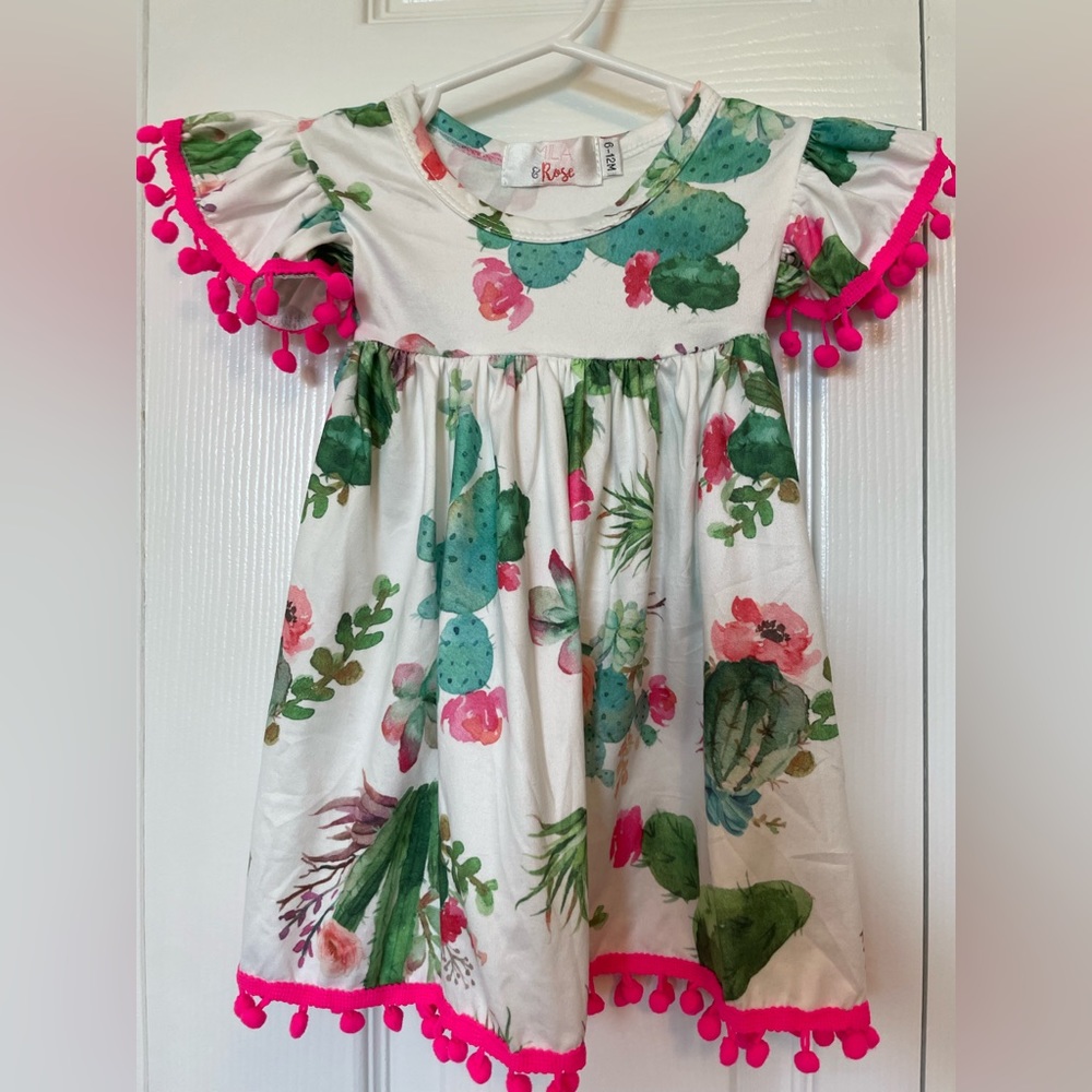 Mila and Rose Cactus Pom Pom Dress size 6-12 months.